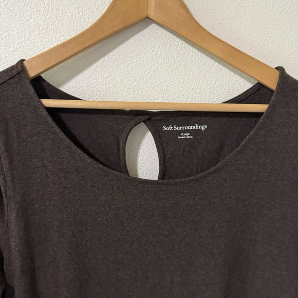 Garnet Hill Long Sleeve Stretch Modal Jersey Maxi Dress Brown Rear Keyhole-XL - Picture 3 of 10